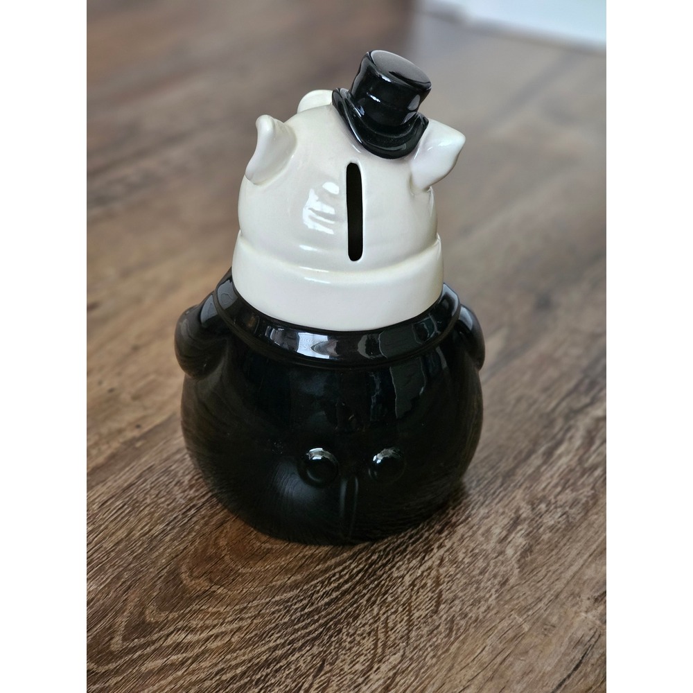 Vintage Dapper Pig Ceramic Piggy Bank Tuxedo Top Hat Figurine Coin Bank - Picture 2 of 2